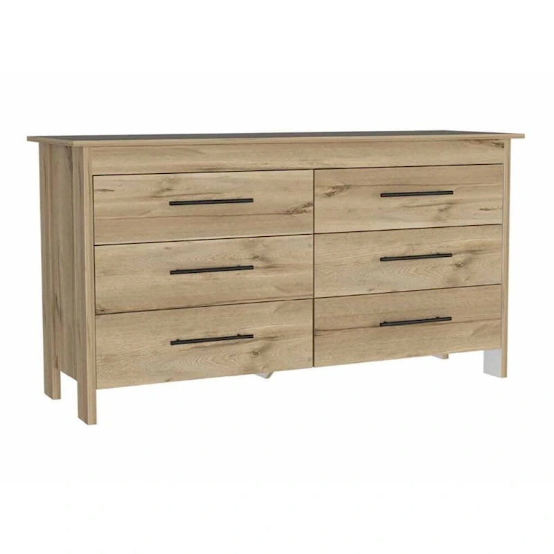 Southington 6-Drawer Rectangle Dresser Light Oak and White