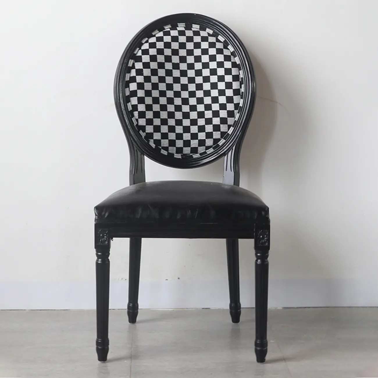 Vintage Dining Chair Faux Leather Upholstery with Back