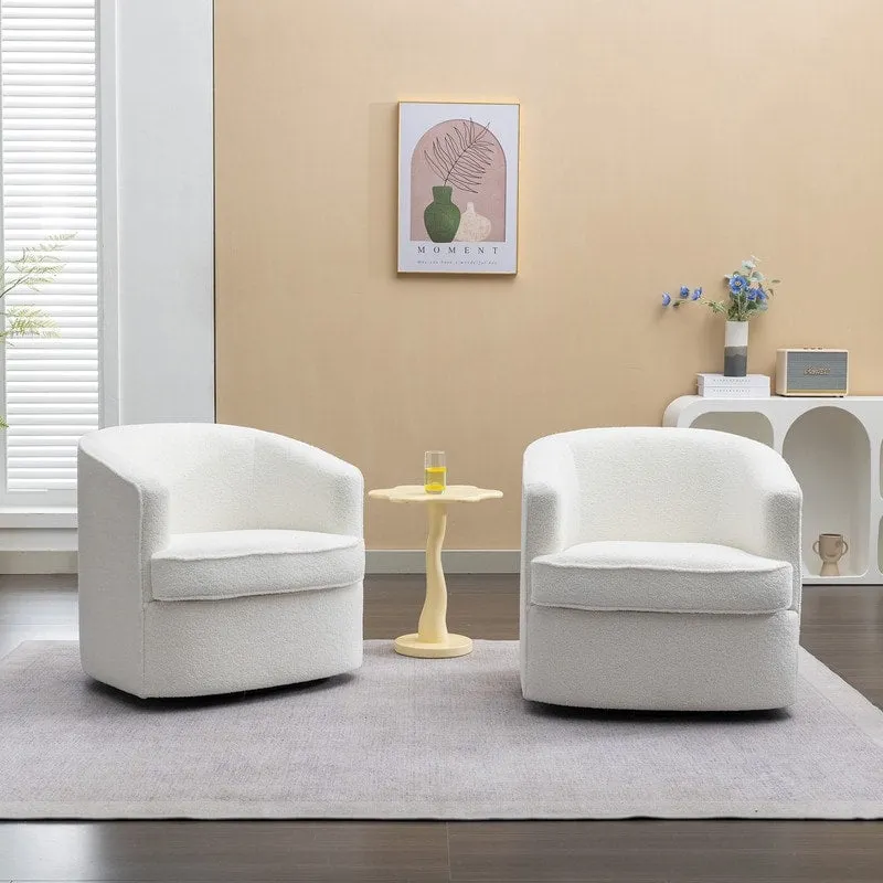 SEYNAR Modern Boucle Upholstered 360 Degree Swivel Accent Club Chair Set of 2