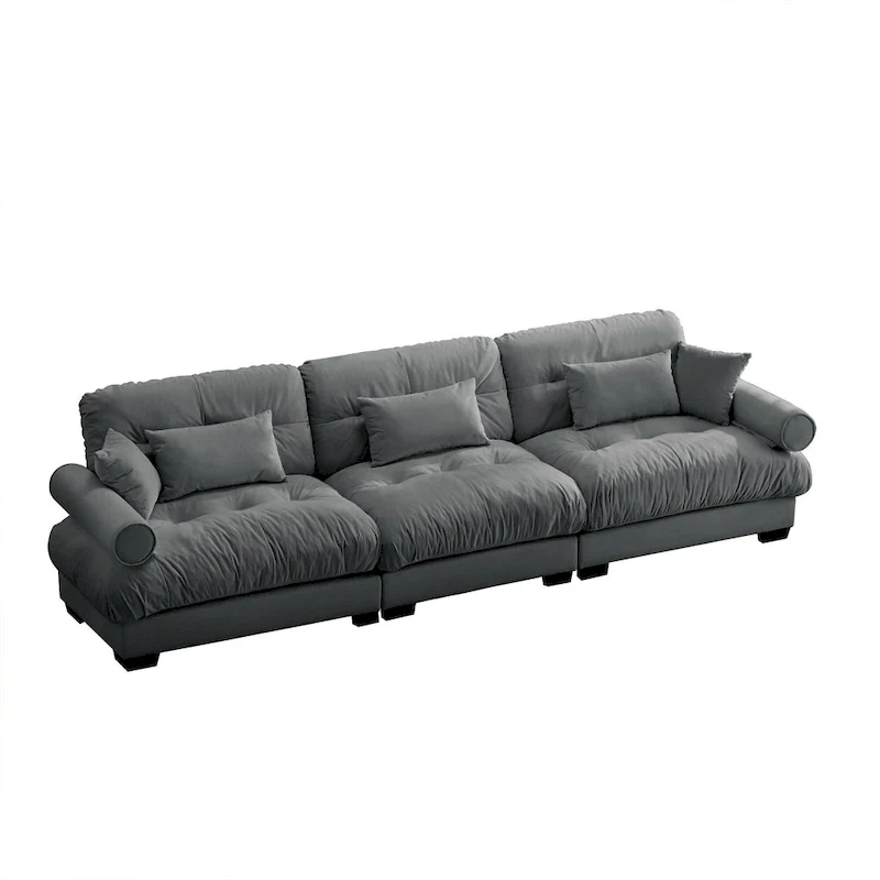 Modular Sectional Sofa - Velvet, 5-Seat, Cloud Cushion, Bolster Armrests, 130W, Configurable