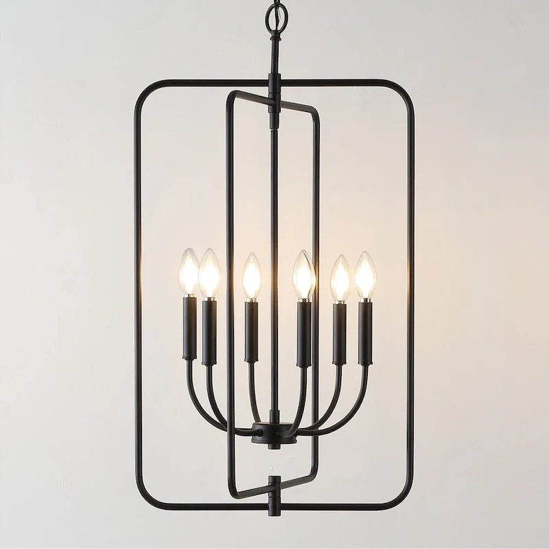 SAFAVIEH Lighting Noelline 6-Light Adjustable Pendant Chandelier (LED Bulbs Included) - Black - 17Wx15Dx95H