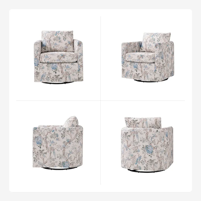 Erkenbald Modern Slipcovered Swivel Chair with Removable Cushion by HULALA HOME