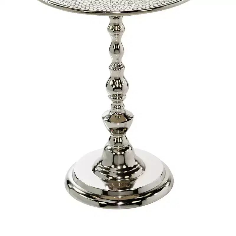 Glam Aluminum Pedestal Table Silver - Olivia & May: Round Luxury Accent, 20" Height, Metal Tabletop, 15.6" Width