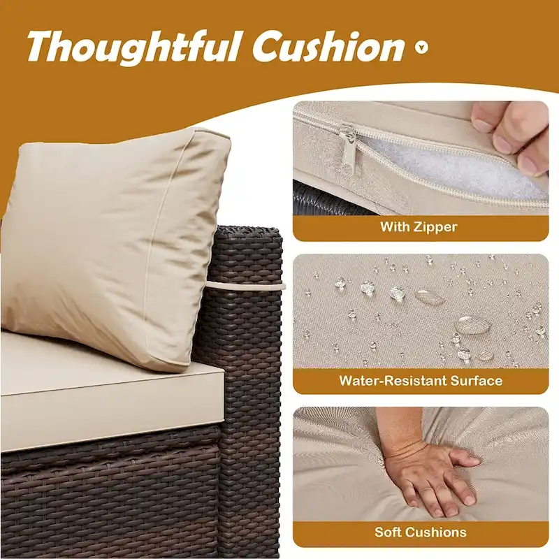 UPHA Cushioned 7-piece Conversation Sectional Patio Group Furniture