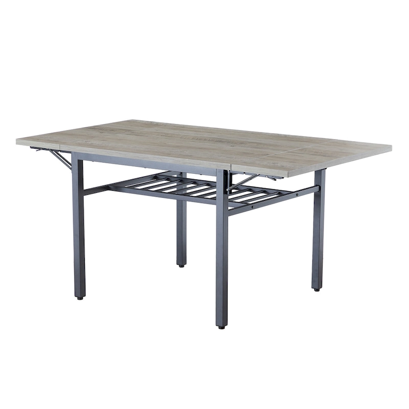 Modern Industrial 63.2  Extendable Dining Table w/Drop Leaf, Seats 6