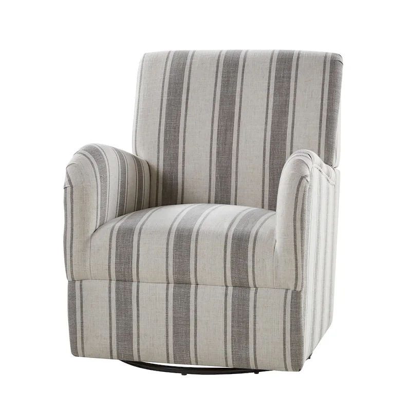 Pancy Traditional Swivel Armchair with Jacobean Strip Pattern by HOLALA HOME