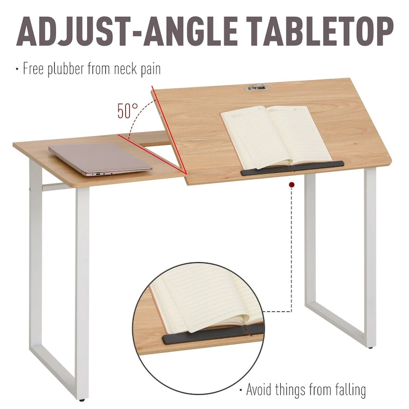 Modern Writing Table with Adjustable Tiltable Tabletop