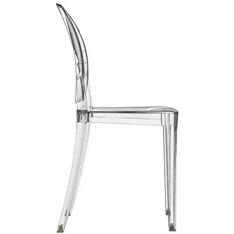 Stackable Mid Century Modern Crystal Clear Side Chairs Dining Living Room Transparent No Arms Accent Desk