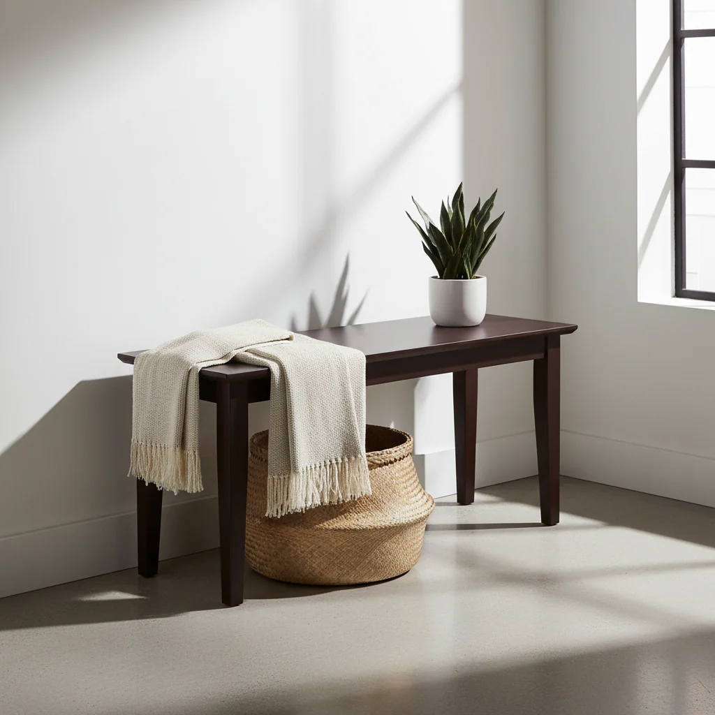 Solid Wood Entryway Accent Bench in Java Brown Finish - 18 H x 39 W x 14 D