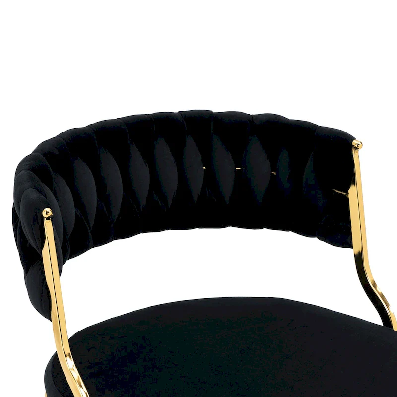 Set of 4 Velvet Dining Chair with Golden Metal Legs