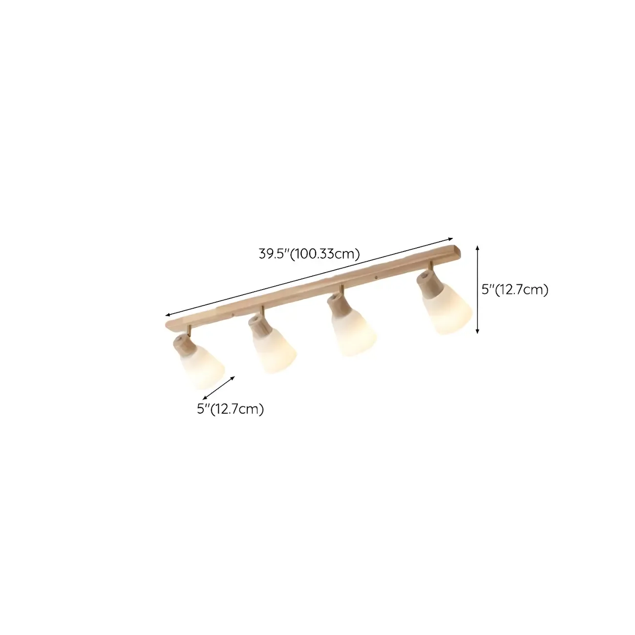 Natural Wood White Cone Glass Adjustable Semi Flush Track Light