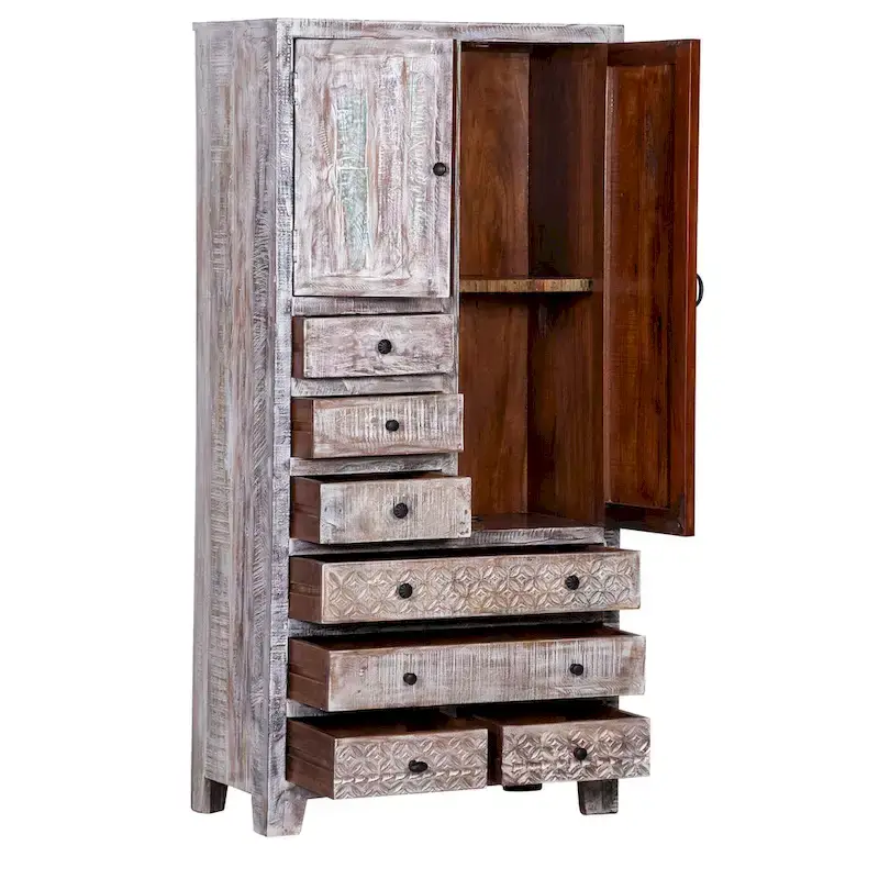 Maadze Solid Wood Freestanding Wardrobe Cabinet - N/A