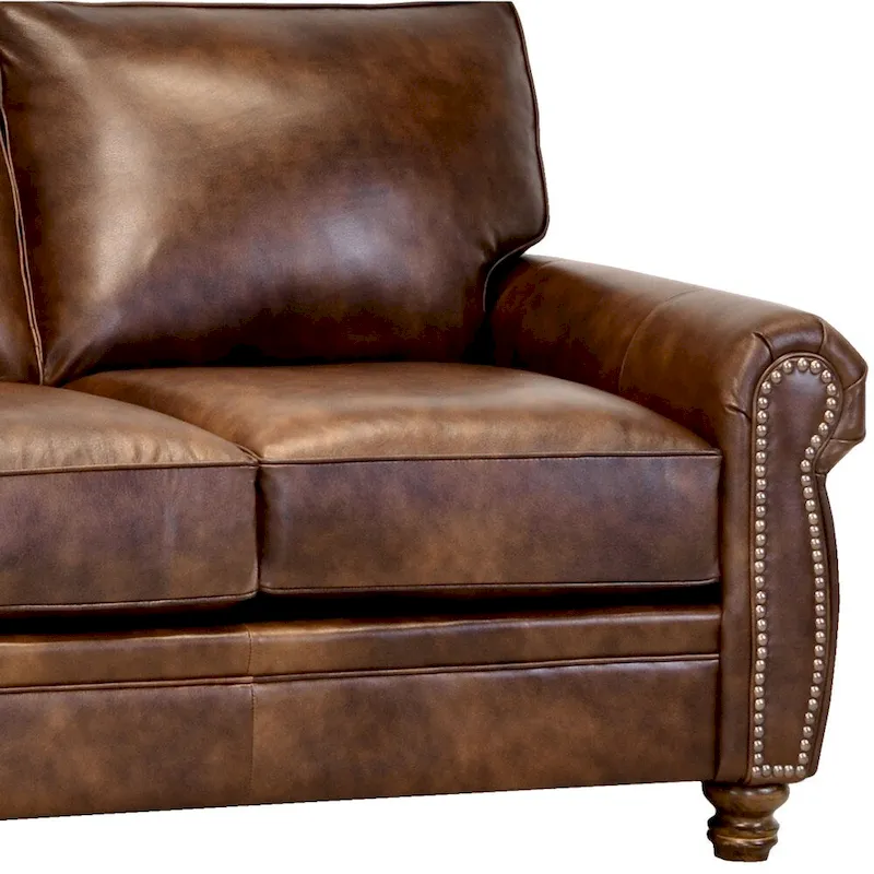 Cabot Brown Top Grain Leather Sofa