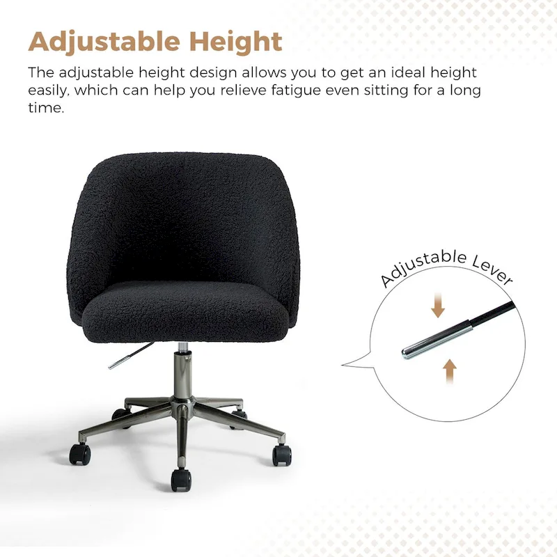 Joah Modern Boucle 360 Swivel Height Adjustable Swivel Office Chair with Rolling Wheels by  - N/A