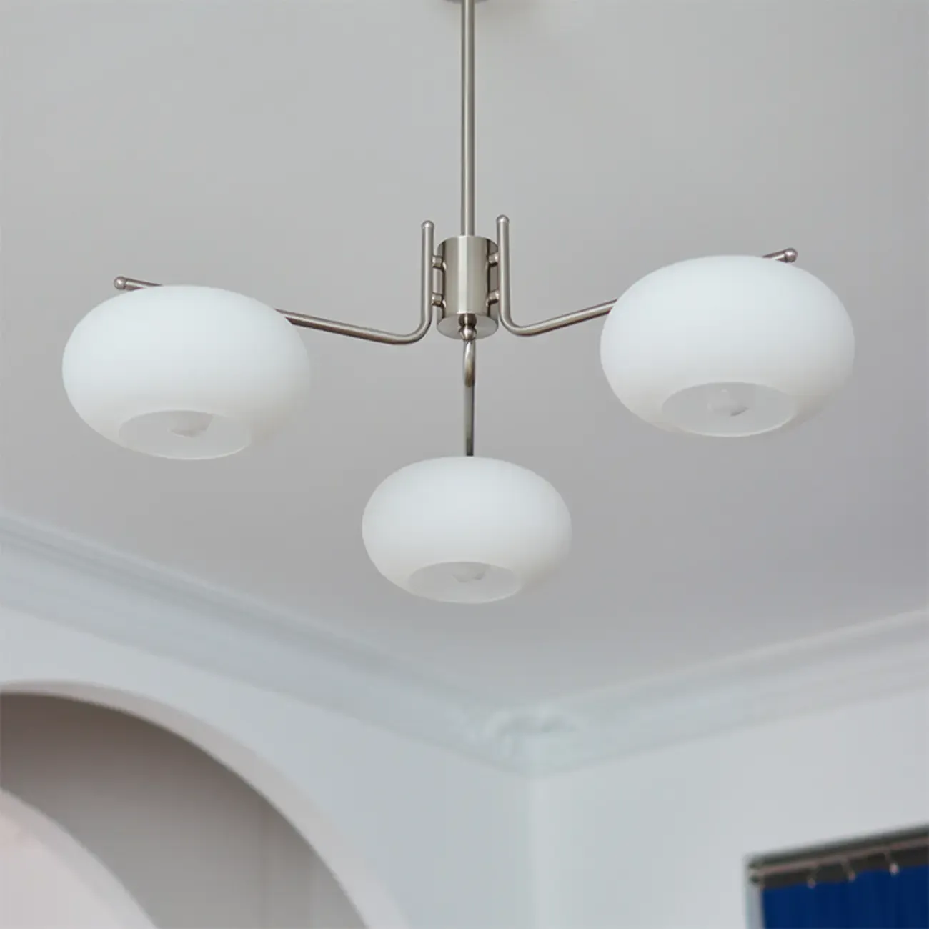 Modern White Drum Glass Living Room Chandelier