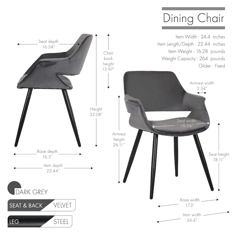 Velvet Mid-century Dining Chair