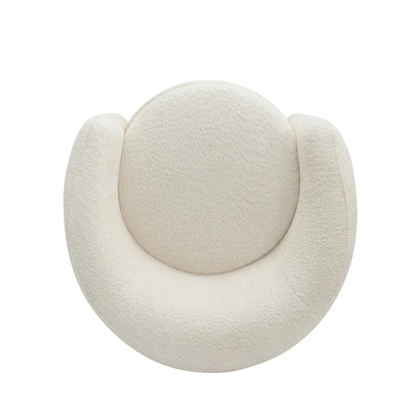 Boucle Upholstered Accent Chair with Curved Back, Plush Seating and No Assembly Required
