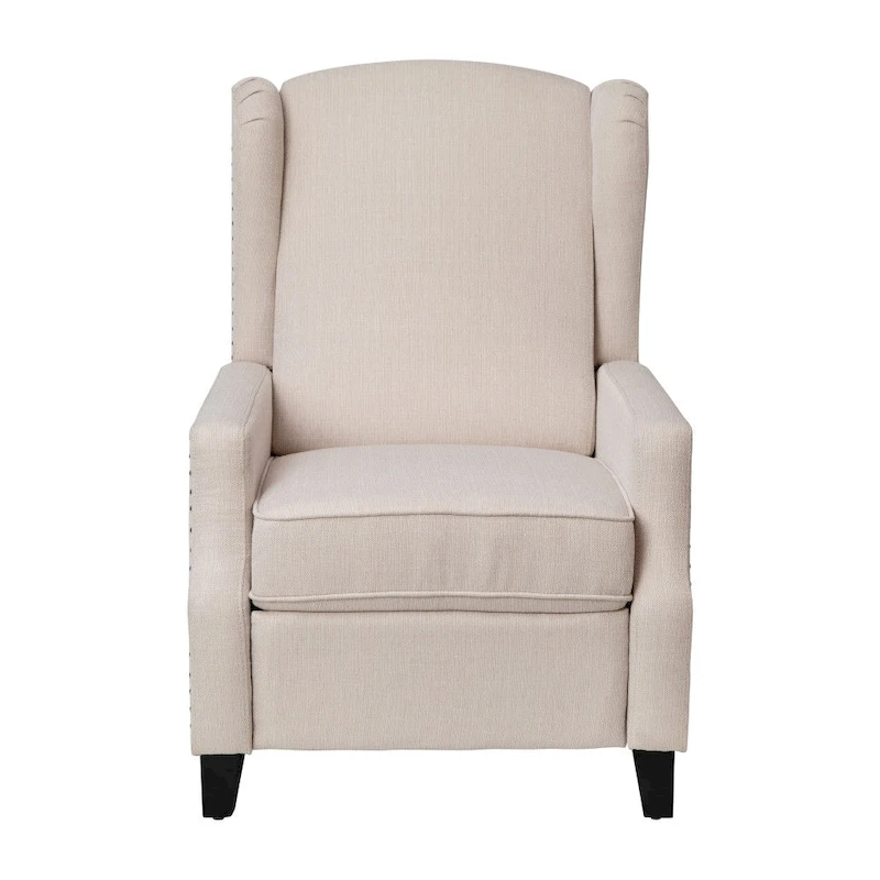 Push Back Wing Back Pocket Spring Recliner with Side Accent Nail Trim