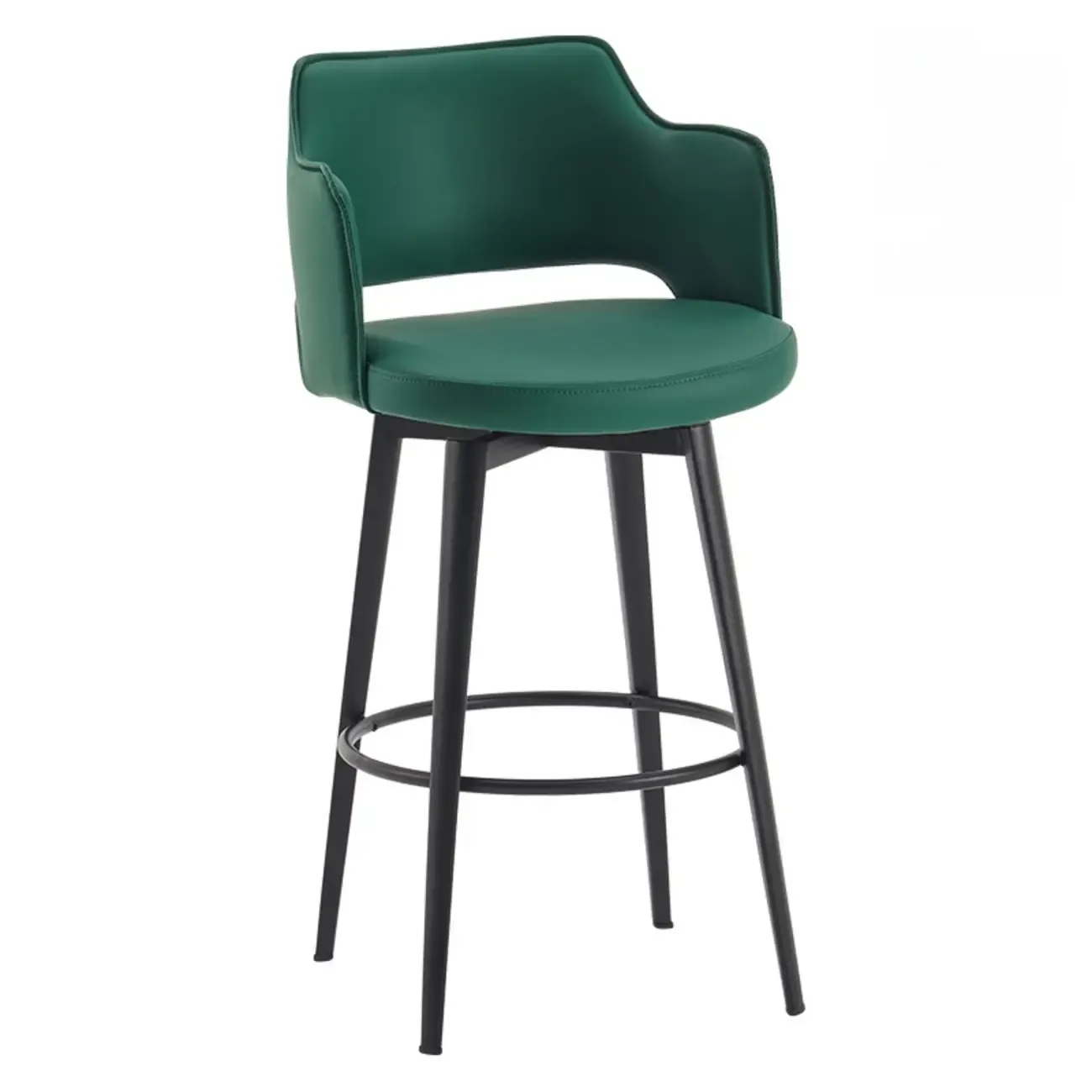 Mid-Century Modern Upholstered Bucket Seat Swivel Bar Stools