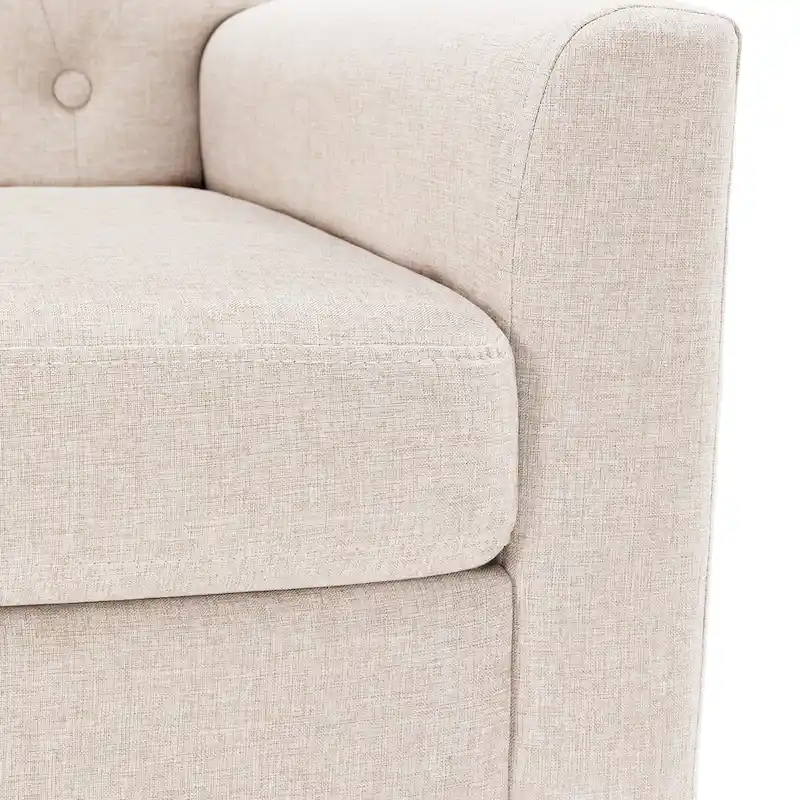 LUE BONA Modern Upholstered Accent Chair Linen Fabric Button Tufted Armchair with Solid Wood Frame - 28.5 W X 27.25 D X 33.75 H