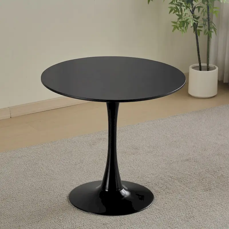 Round Dining table Modern kitchen table 31.5-inch tulip design with pedestal, medieval casual table seating 2 to 4 people