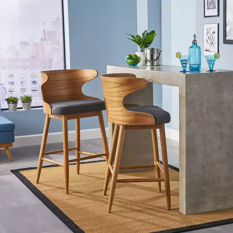 Set of 2 Kamryn Mid Century Modern Barstool - Christopher Knight Home