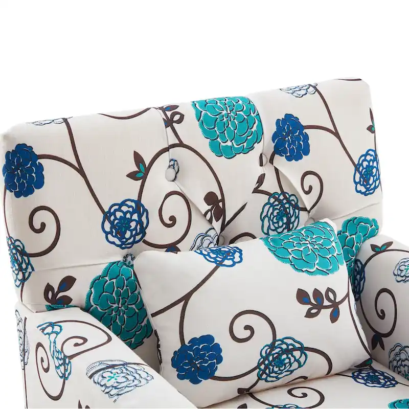 HUIMO Arm Chair Upholstered Button Tufted Accent Chair with Lumbar Pillow Beige/ Grey/ Light Blue/Brown