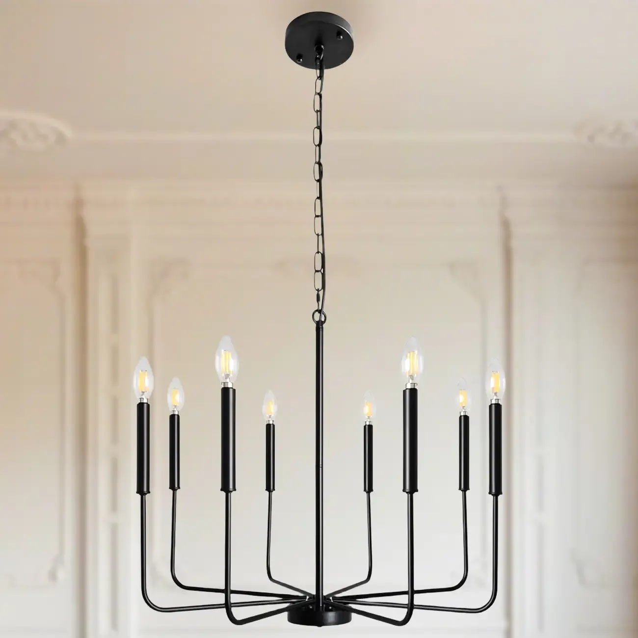 Industrial Black Chandeliers at Home with Adaptable Height