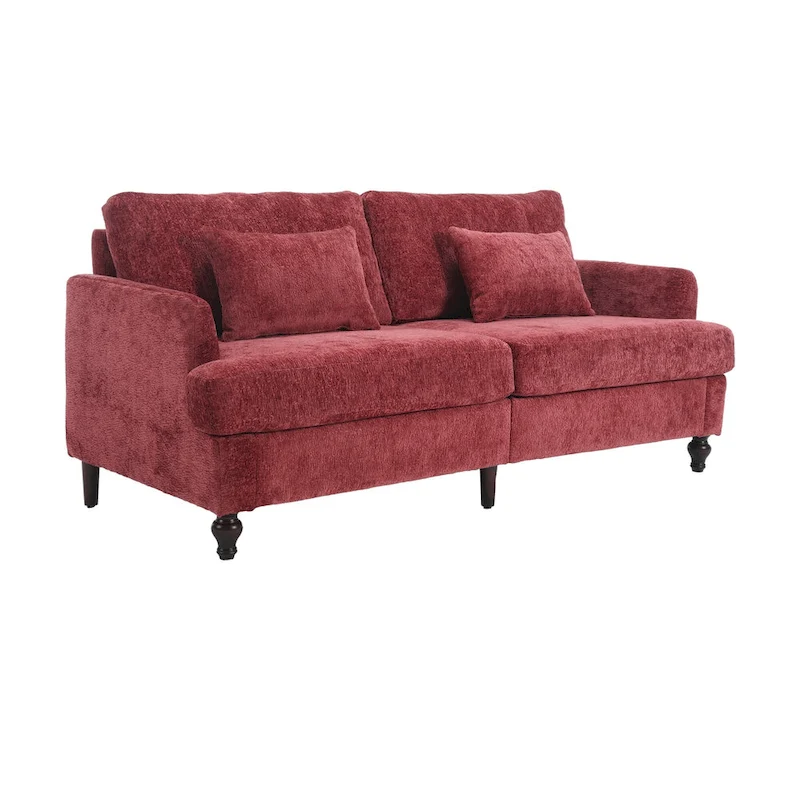 Red 68.9 Chenille 2-Seater Sofa with Detachable Cushions
