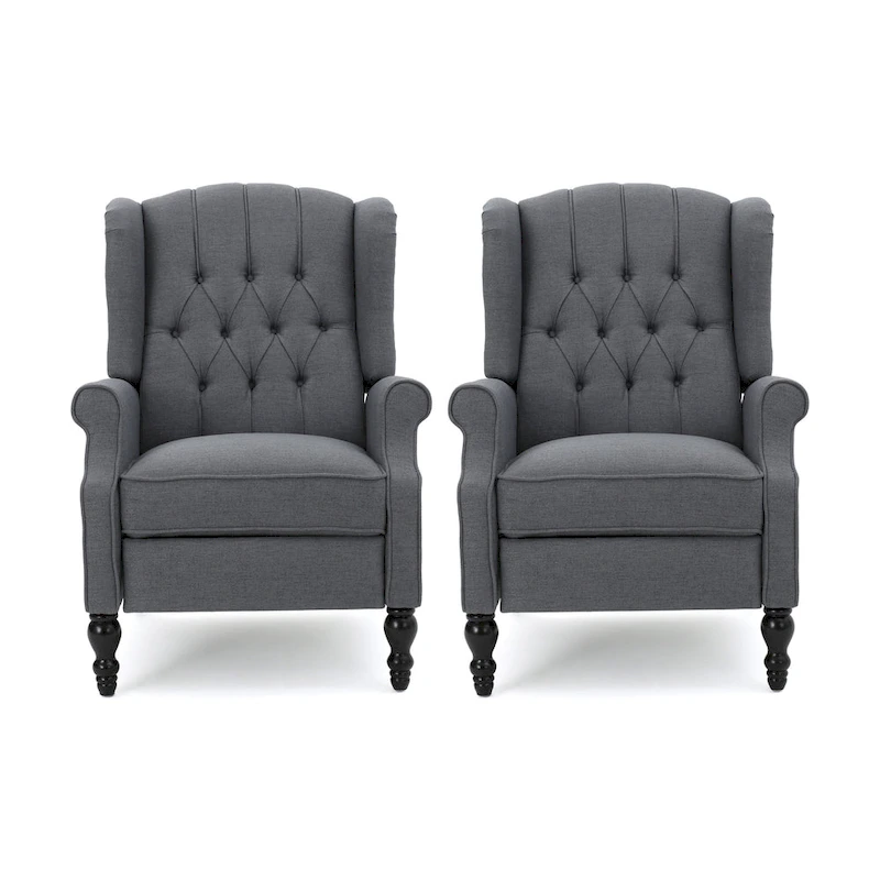 Walter Tufted Fabric Recliners (Set of 2) by Christopher Knight Home
