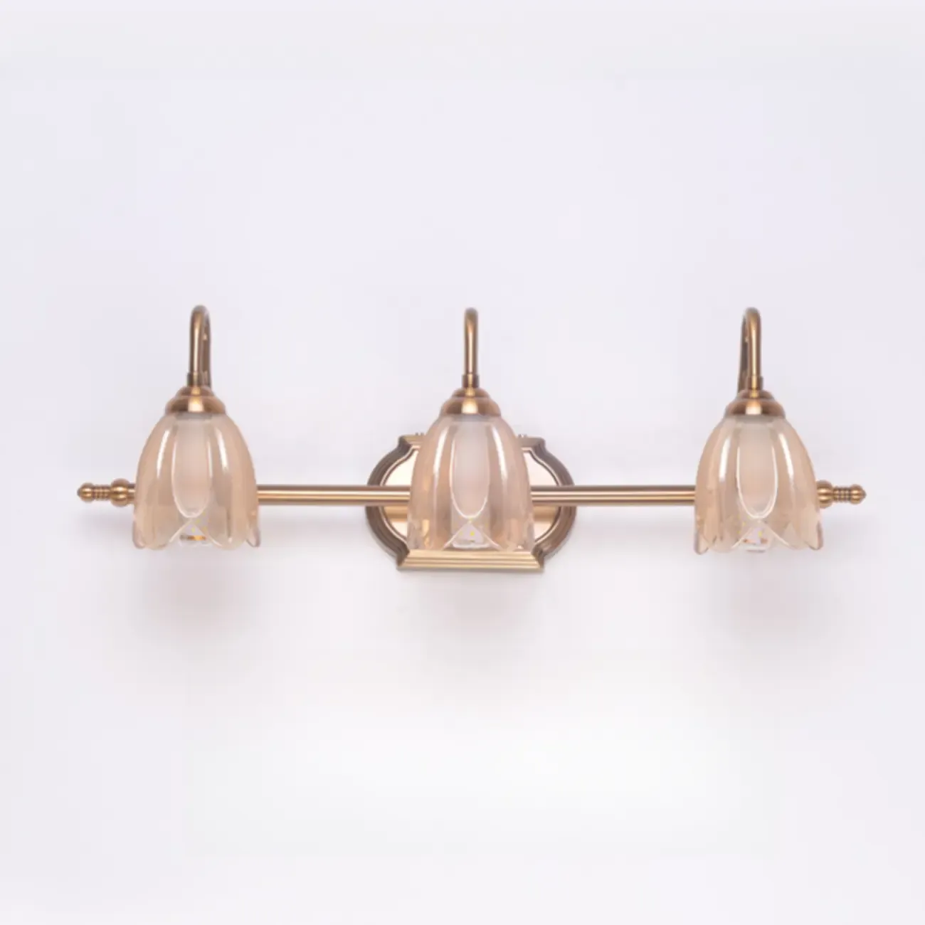 Modern Brass 3-Light Geometric Bathroom Vanity Light