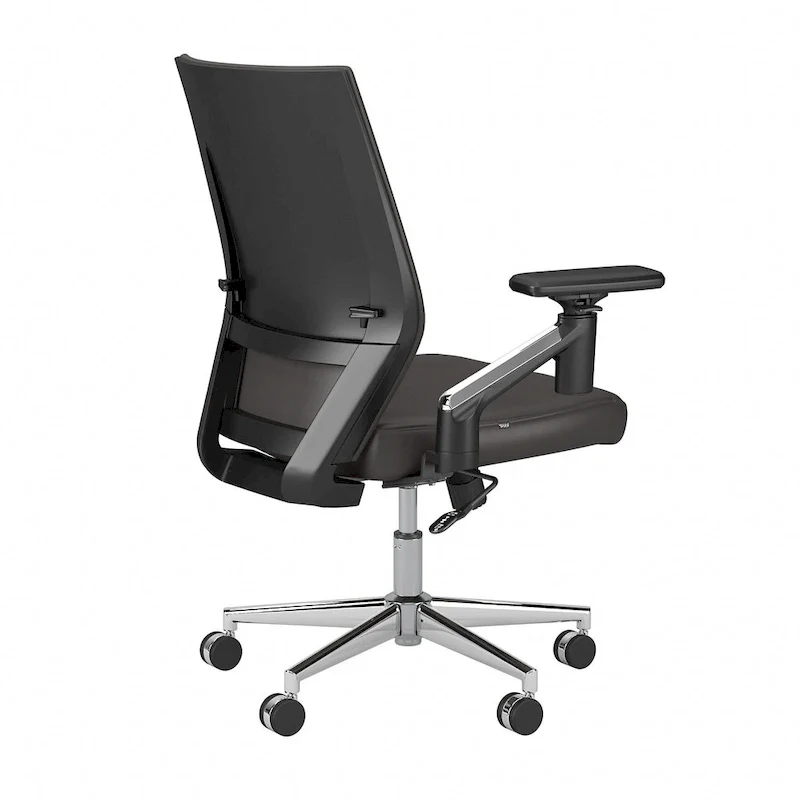 Mid Back Bonded Leather Office Chair with Adjustable Height and Armrests