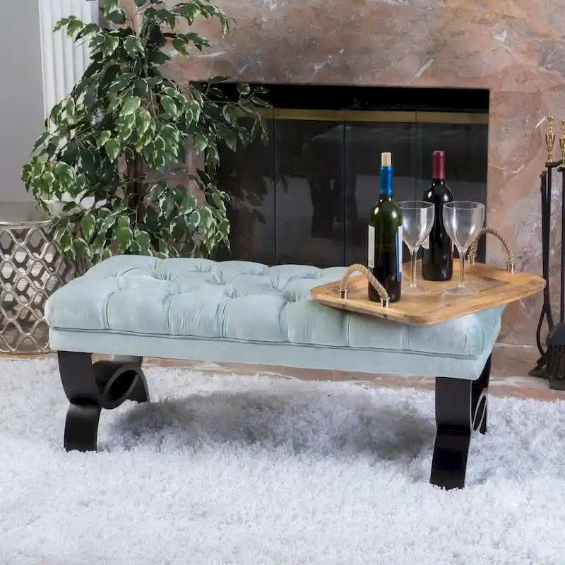 Scarlette Tufted Velvet Ottoman Bench by Christopher Knight Home