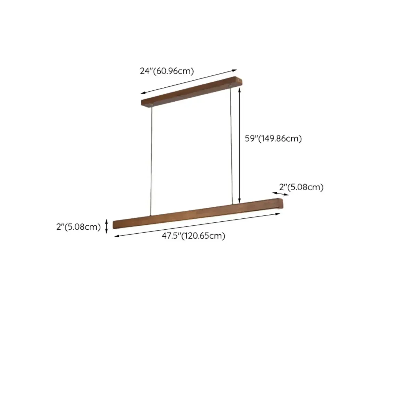 Walnut Wood Rustic Island Light in Rectangular Shape
