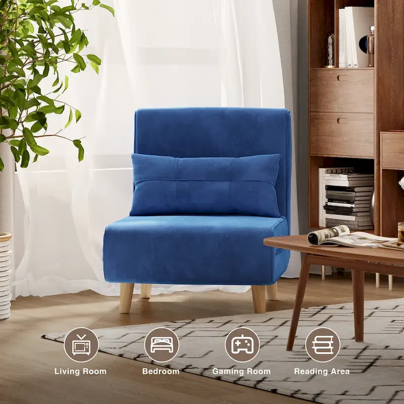 3 in 1 Convertible Upholstered Sofa Bed Sleeper Chair, Chaise Lounge Sofa, Folding Sleeper Chair, Recliner Chair with Pillow