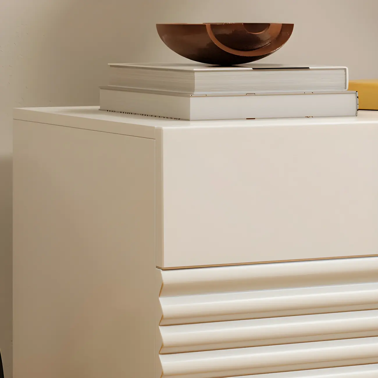 Narrow Cubic 2-Drawer Wood Small Bedside Table