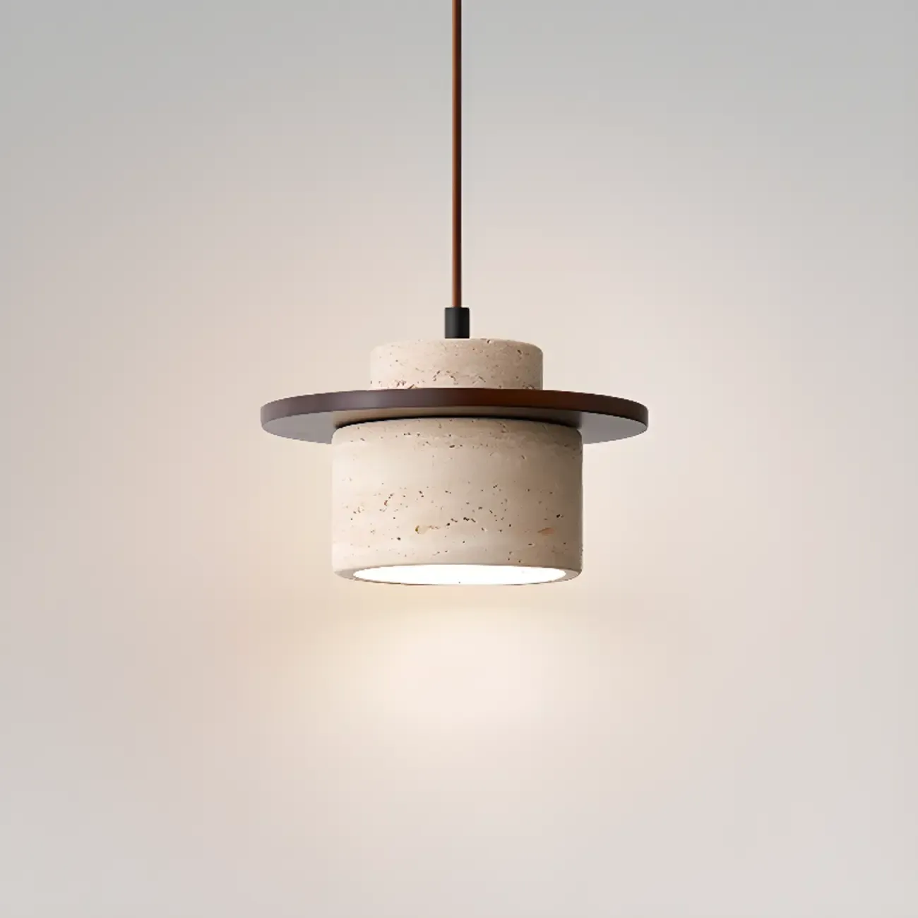 Modern Khaki Stone Pendant Light Fixture for Living Room