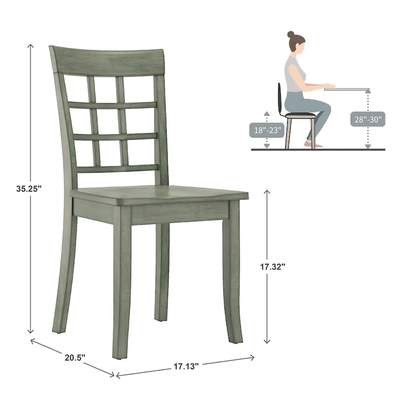Wilmington II 48-Inch Rectangular Antique Sage Green 5-Piece Dining Set by iNSPIRE Q Classic