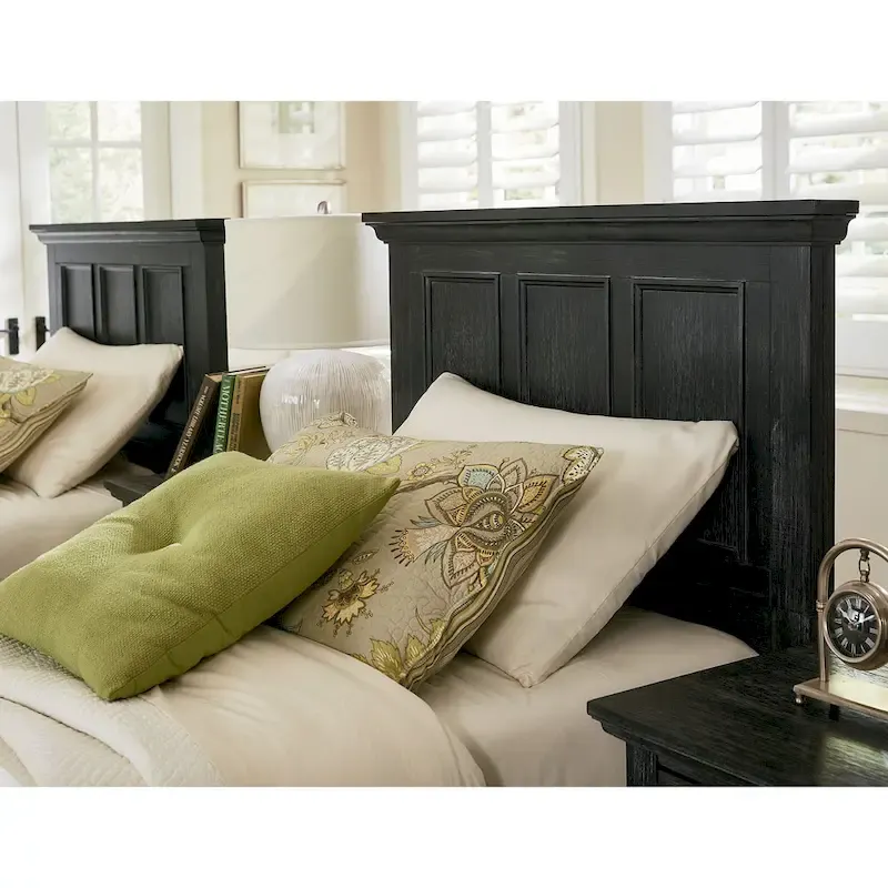 Farmhouse Basics Rustic Black Finish Panel Bed Set