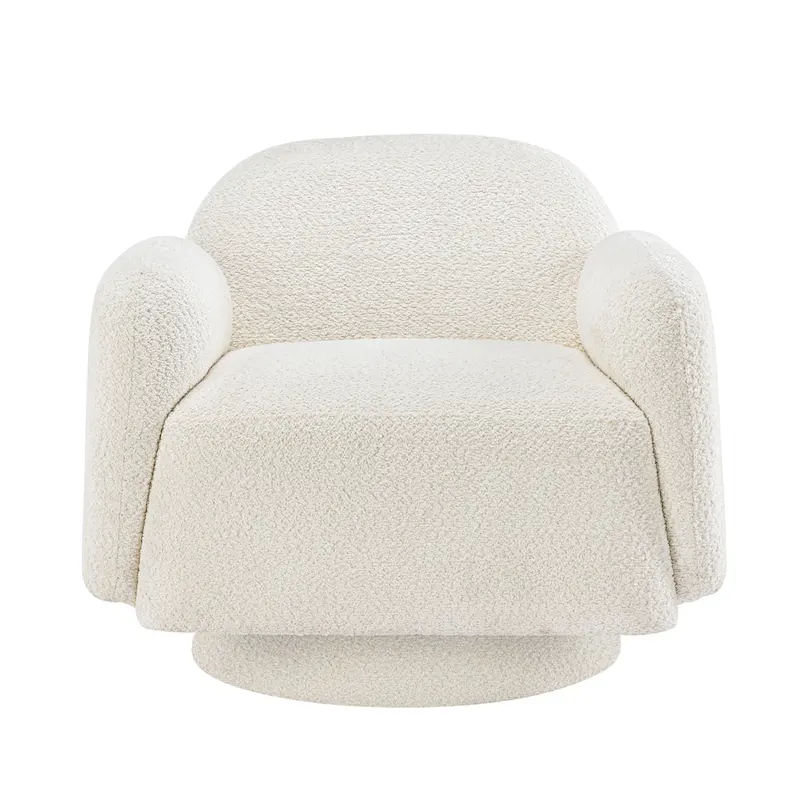 Boucle Upholstered Swivel Accent Barrel Chair with Armrest, Set of 1