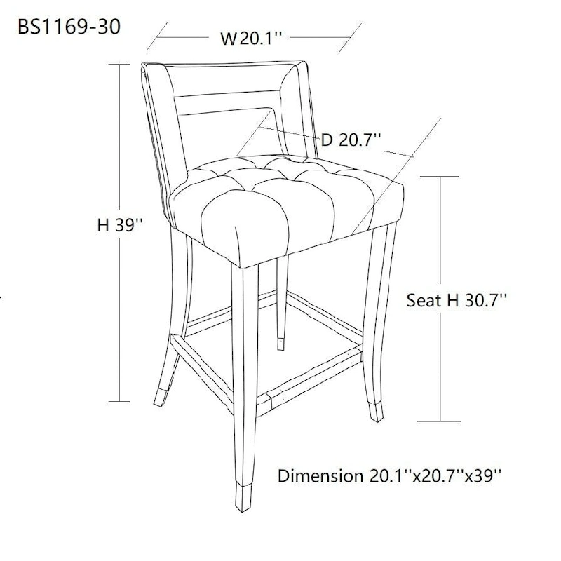 Suede Velvet Barstool with nailheads Dining Room Chair