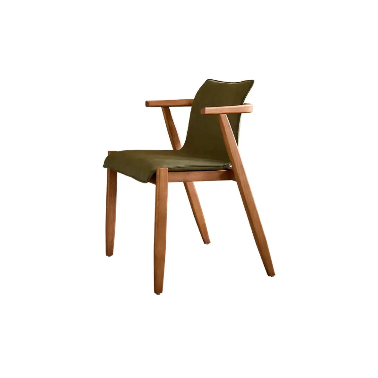 Oak wood Faux Leather Mid-Century Arm Chair