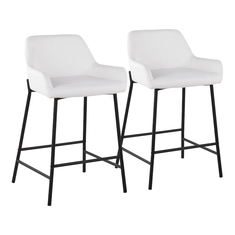 Galotti Black Fixed-Height Upholstered Counter Stool - Set of 2