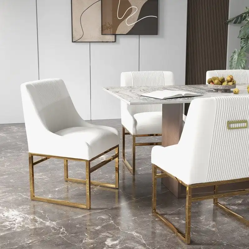 SEYNAR Contempoary Velvet Dining Chair with Metal Frame Legs, set of 8