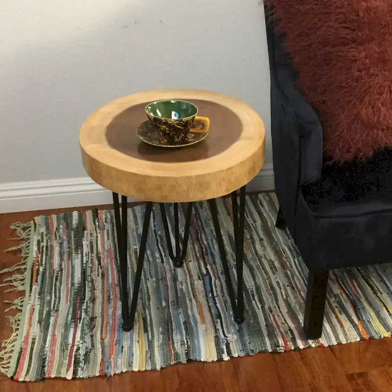 Natural Solid Wood Round End Table Coffee Table