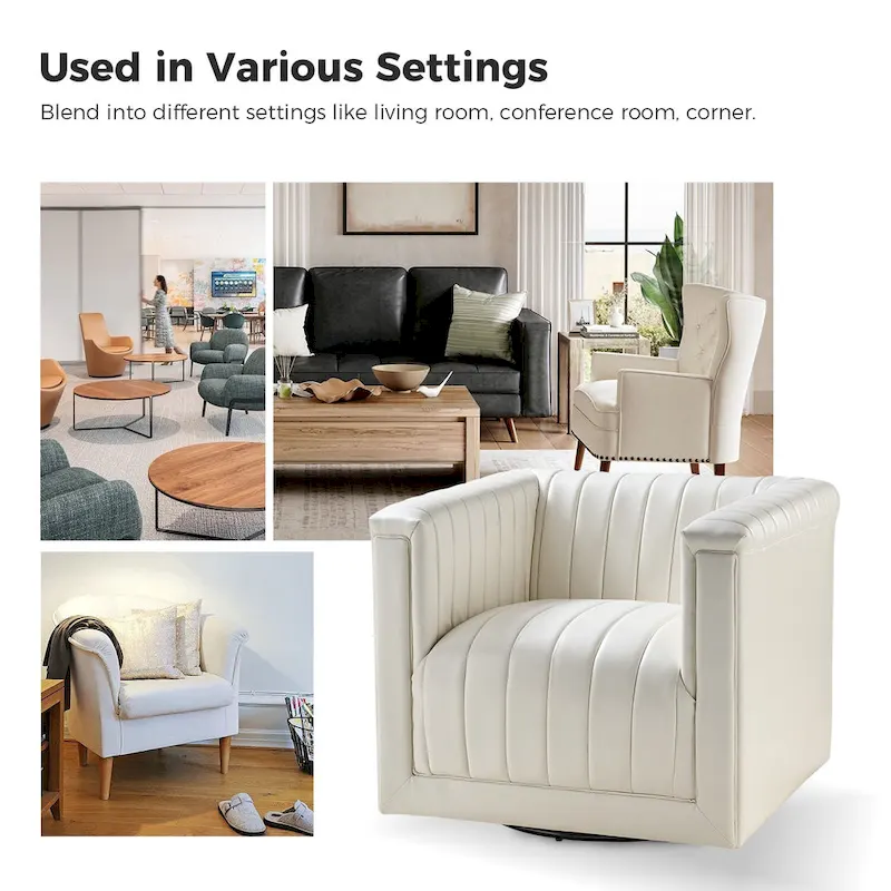 Esteban Modern Leather Upholstered Swivel Barrel Chair Set of 2 by HULALA HOME