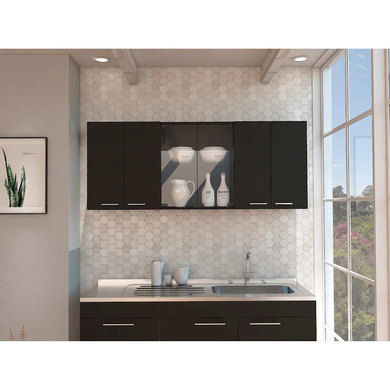 Superior 150 Wall Cabinet With Glass, Four Interior Shelves, Two Double Door