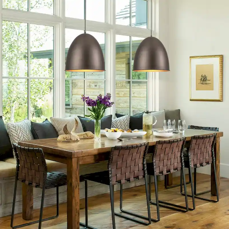 1-light Antique Silver Metal Industrial Farmhouse Dome Pendant Light - 17.7 in.