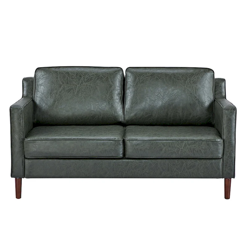 Sedona Modern Loveseat Sofa, Faux Linen / Vegan Leather Couch - N/A