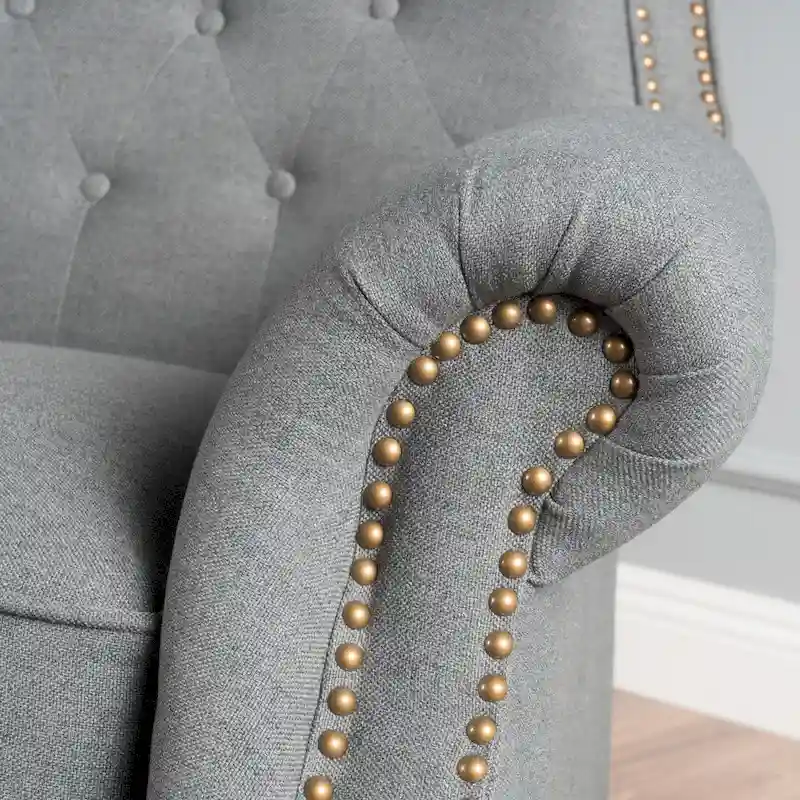 Walder Tufted Nailhead Fabric Recliner by Christopher Knight Home